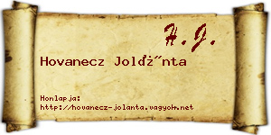 Hovanecz Jolánta névjegykártya